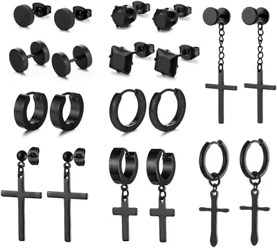 Hanging Cross Earrings For Men Women Stainless Steel Barbell Earrings • $16.32