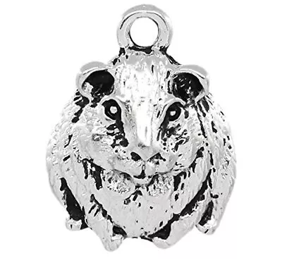 10 X Guinea Pig Charms Pendants Beads Jewellery Making Crafts Tibetan Silver • £2.09