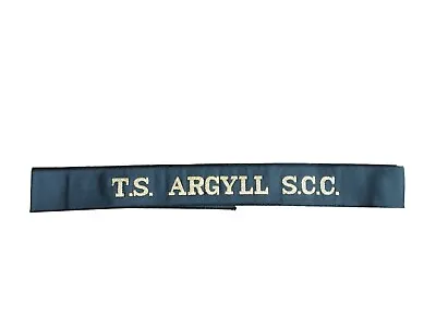 T.S. Training Ship Argyll S.C.C. Sea Cadet Corps Full Length Navy Cap Tally • £6.99