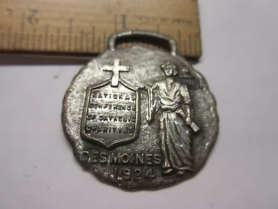 Vintage 1924 Catholic Metal Watch Fob? Original Old Antique • $12.29