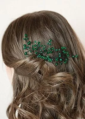 Bridal Women Green Vintage Wedding Party Crystal Rhinestone Vintage Hair Comb... • $18.54