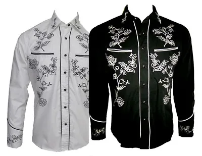 COWBOY RELCO REDSTAR ROCKABILLY LINE DANCING WESTERN EMBROIDERED SHIRT  Sm - 3XL • £39.99