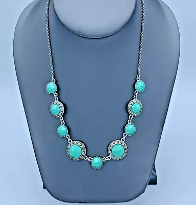 Monet Silver Tone And Turquoise Necklace 3-275 • $8.50