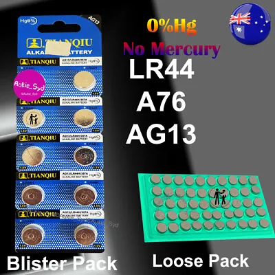 Blister/Loose LR44  500/200/100 Battery AG13/A76 Button Cell 1.5V  • $30.99