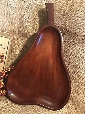 Vtg Mid Century Mahogany Wood PEAR Tray Snack Dish~CaribCraft~Made In Haiti • $14.50