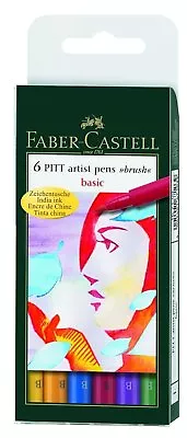Faber Castell 6 PITT Artist Pens Brush Basic 167103 167103T  • $11.95