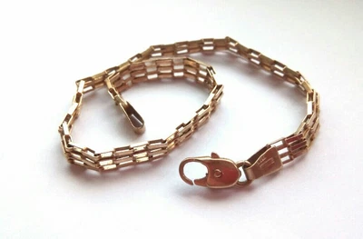 9ct Gold 3-Bar & Gate Bracelet - 18cm - 3.91g • £145