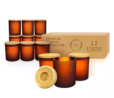 12 Pack Glass Candle Jars For Making Candles 10 OZ Empty Candle Tins With Bam... • $35.99