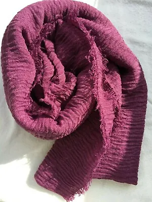 Crinkle Maxi Women Long Crimp Mix Cotton Shawl Wrap Scarf Hijab Frayed Edges • £3.75