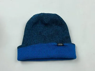 Vans Beanie Hat Cap Blue Knit Cuffed Off The Wall Adult Casual Knit Stretch • $15.02
