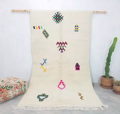 Vintage Beni Ourain Azilal Rug Moroccan Berber Wool Handmade Rug 4x8ft Boho Rug • $375