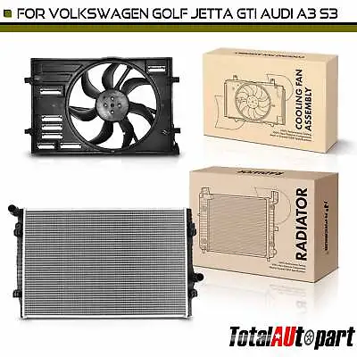 $285.99 • Buy 2x New Radiator & Cooling Fan Assembly Kit For Audi A3 Volkswagen Golf GTI Jetta