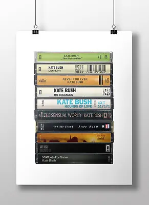 Kate Bush Poster: Cassette Print Kate Bush Albums Fan Gift Art • £13.29