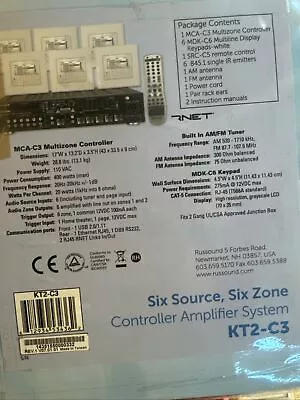 Russound 6 Source 6 Zone Controller Home Amplifier Display Kit KT2-C3 MCA-C3 • $1490
