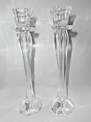 Mikasa Cambridge Crystal Candle Holders Pedestal Style W Drip Lip Ribbed Sides • $49.99