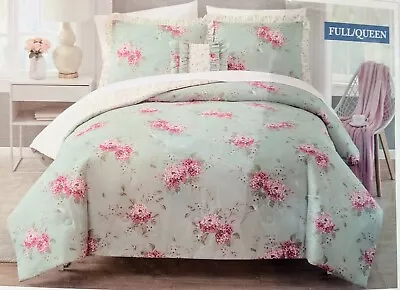 $85 • Buy Simply Shabby Chic Queen Belle Hydrangea Comforter Set 2 Shams & Accent Pillow