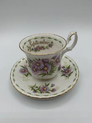 $27.99 • Buy Royal Albert Flower Of The Month MICHAELMAS DAISY Cup Saucer 4 Oz Bone China