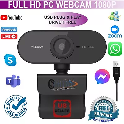 Webcam Auto Focusing Web Cam 1080P HD Camera W/ Microphone For PC Laptop Desktop • $10.99