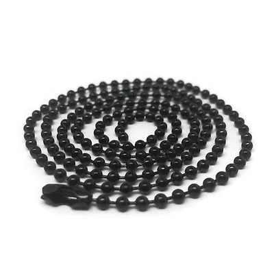 Mens 24 Inch Black Stainless Steel Bead Ball Necklace Chain 2.4mm • $9.99