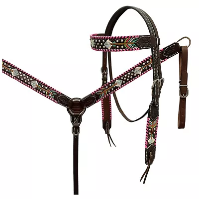 RK HILASON Western Horse Headstall Breast Collar American Leather Buckstich • $98.95