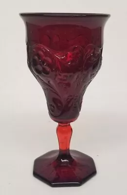 Rare 1930 MCKEE Glass ROCK CRYSTAL Ruby Red 4 7/8  Wine Glass - 2 Available • $24.99