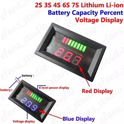 £3.73 • Buy 2S 3S 4S 6S 7S 18650 Lithium Li-ion Battery Capacity Level Indicator Voltmeter