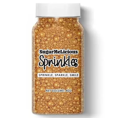 SugarMeLicious Sprinkles For Cupcakes Edible Cake Decorations For Gold Pearls • $19.20