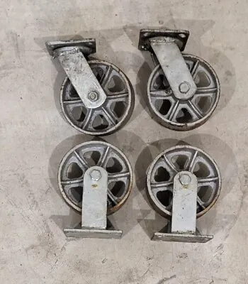 6  Cast Iron Casters (Set Of 4: 2 Fixed And 2 Swivel) Heavy Duty Industrial • $99.50