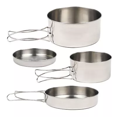 Camping Cookware Mess Kit 4pcs Outdoor Cookware Set Stainless Steel Lightweig... • $27.67