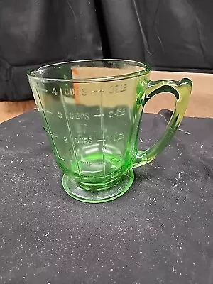 Vintage Uranium Green Depression Vaseline Glass 4 Cup 1QT Measuring Cup FLAWED!! • $45.95