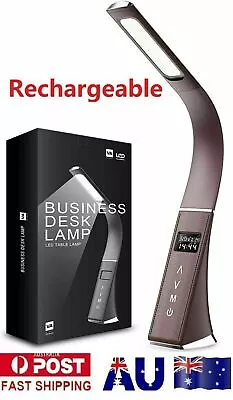 Business Touch LED Dimmable Desk Lamp With Clock Calendar Temperature BROWN • $43.90