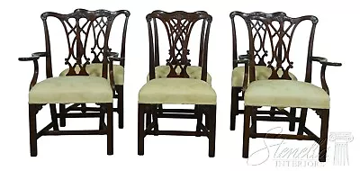 L53675EC: Set Of 6 HENKEL HARRIS Chippendale Mahogany Dining Room Chairs • $3295