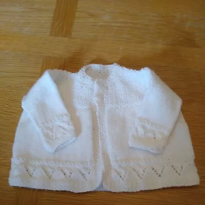 Hand Knitted White Baby Matinee Jacket • £4.75