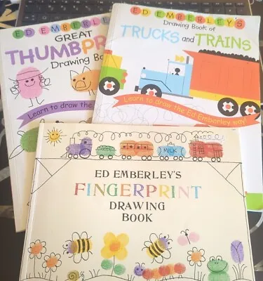 Lot 3 Ed Emberley Thumbprint Drawing How To Draw Cartoons Trucks Trains Finger • $10.99