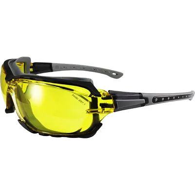Birdz Eyewear Gasket Safety Padded Motorcycle Sunglasses Grey With Yellow Lens • $14.99