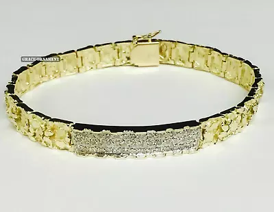 Men's Classy Nugget Bracelet 1.30Ct Simulated Diamond 925 Silver Gold Plated • $217.99