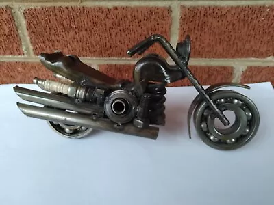 Motorcycle Hand Crafted Recycled Metal Art Sculpture Figurine  8  Long • $24.99