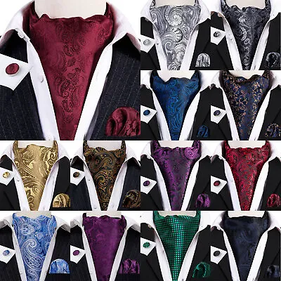 Silk Ascot Cravat Mens Vintage Scarf Blue Red White Gold Paisley Solid Geometric • $9.99
