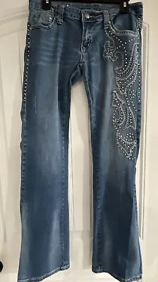 Trinity Ranch Montana West Womens Embellished Rhinestone Boot Jeans SZ 11 32x34 • $22.50