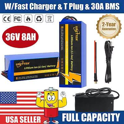 36V 8Ah Lithium Li-ion Rechargeable Battery W/Charger For Ebike Bicycle Scooter • $106.99