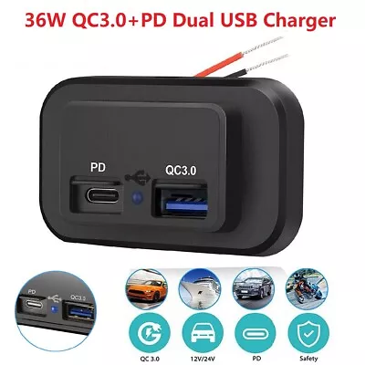 Dual USB Type-C PD QC 3.0 Port Car Phone Fast Charger Adapter Truck Accessories • $7.88