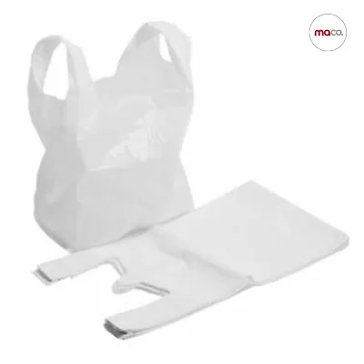 £7.99 • Buy Strong White Plastic Carrier Bags Vest Jumbo XL 12 X18 X24   19mu