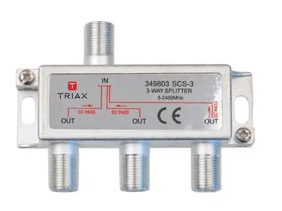 Triax 3 Way TV Aerial Splitter 5-2400 MHz Passive Splitter SCS 3 Dimming 6 – 8dB • £15.99
