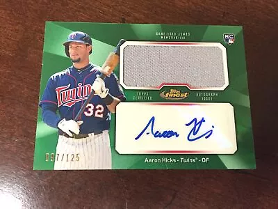 Aaron Hicks 2013 Topps Finest AUTOGRAPH AUTO Jumbo Relic PATCH Rookie RC 97/125 • $39.87