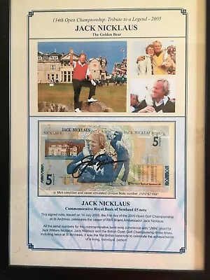 JACK  NICKLAUS £5 Note  Hand Signed With AUTHENTICITY • £150