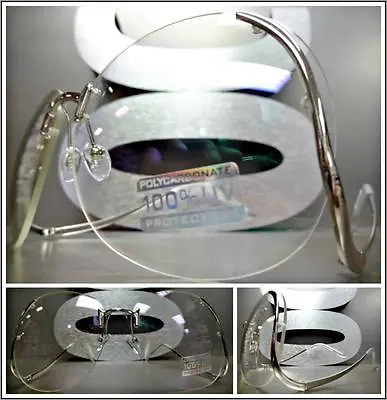 VINTAGE RETRO Style SUN GLASSES Upside Down Silver Frame Clear Lens Slight Tint • £18.70
