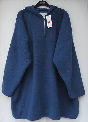 Ladies Marks And Spencer Dark Blue Hooded Lounge-wear Blanket Top Size L • £17.50