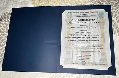 1958 George Shavin Columbine Lodge No. 147 50 Years Certificate Masons Grand • $14