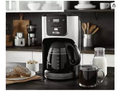Mr. Coffee 12-Cup Programmable Coffeemaker Rapid Brew Brushed Metallic • $33.61
