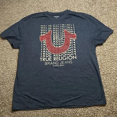 True Religion Mens Crew Neck T Shirt Sleepwear Short Sleeve Logo Size Large • $15